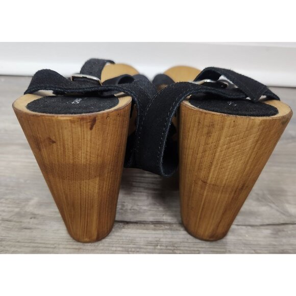 Charles David Women's Sz. 42/10.5 Black Leather Platform Open Toe Sandals - Picture 4 of 8